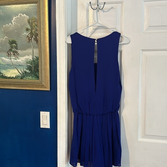 Women’s ALICE + OLIVIA Cobalt Blue SILK Sleeveless Blouson Mini Dress Size S - Picture 8 of 12